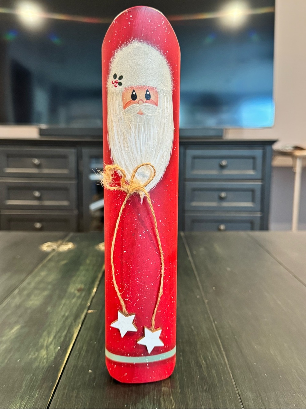 Handcrafted wooden folk art Santa Claus figure